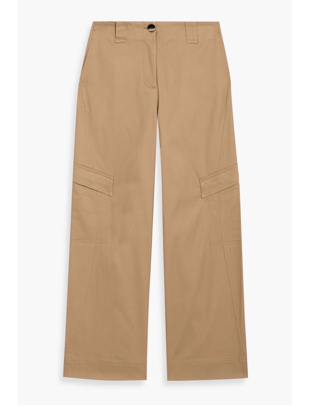 GANNI Herringbone cotton-blend wide-leg pants size 36 - Picture 3 of 9